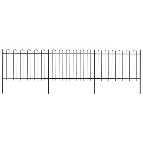 VidaXL Gartenzaun mit Ringaufsatz Stahl 537x120 cm schwarz