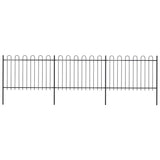 Vidaxl Gartenzaun mit runden Top 5,1 x 1,2 m Stahlschwarz