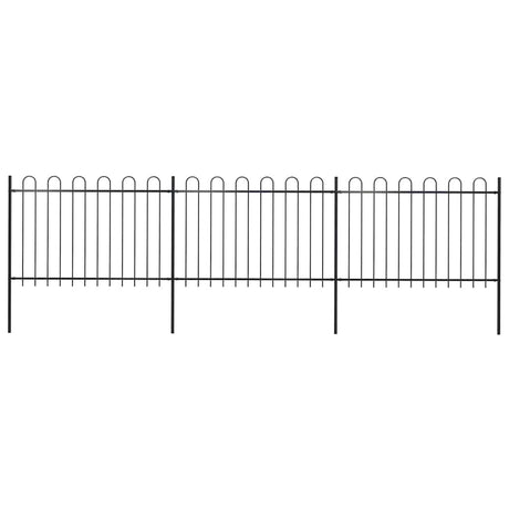 Vidaxl Gartenzaun mit runden Top 5,1 x 1,2 m Stahlschwarz
