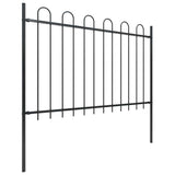VidaXL Gartenzaun mit Ringaufsatz Stahl 537x120 cm schwarz