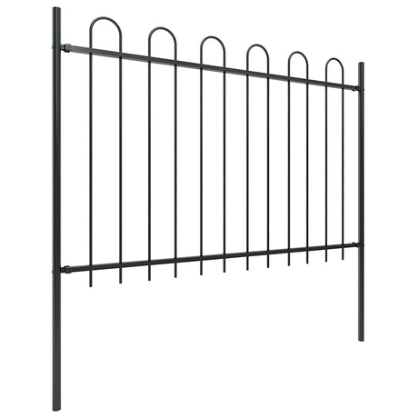 VidaXL Gartenzaun mit Ringaufsatz Stahl 537x120 cm schwarz