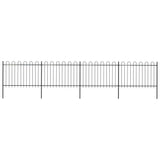 Vidaxl Gartenzaun mit runden Top 6,8x1,2 m Stahlschwarz