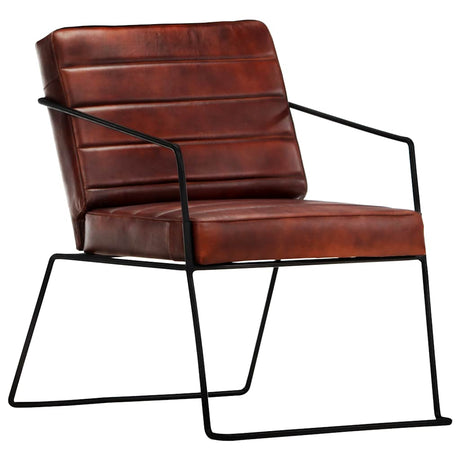 Vidaxl fauteuil echt leer donkerbruin