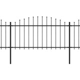 Vidaxl Gartenzaun mit Speerentop (1,25-1,5) x8,5 m Stahlschwarz