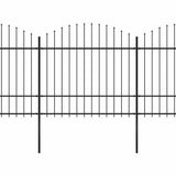 Vidaxl Gartenzaun mit Speerendop (1,5-1,75) x3,4 m Stahlschwarz