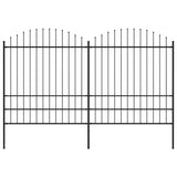 Vidaxl Gartenzaun mit Speerentop (1,75-2) x3,4 m Stahlschwarz