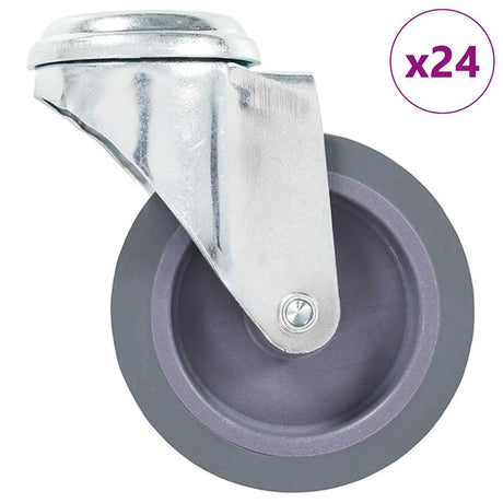 Vidaxl 24 st zwenkwielen met boutgaten 75 mm