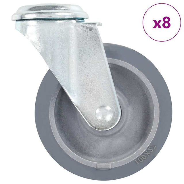Vidaxl 8 st zwenkwielen met boutgaten 100 mm