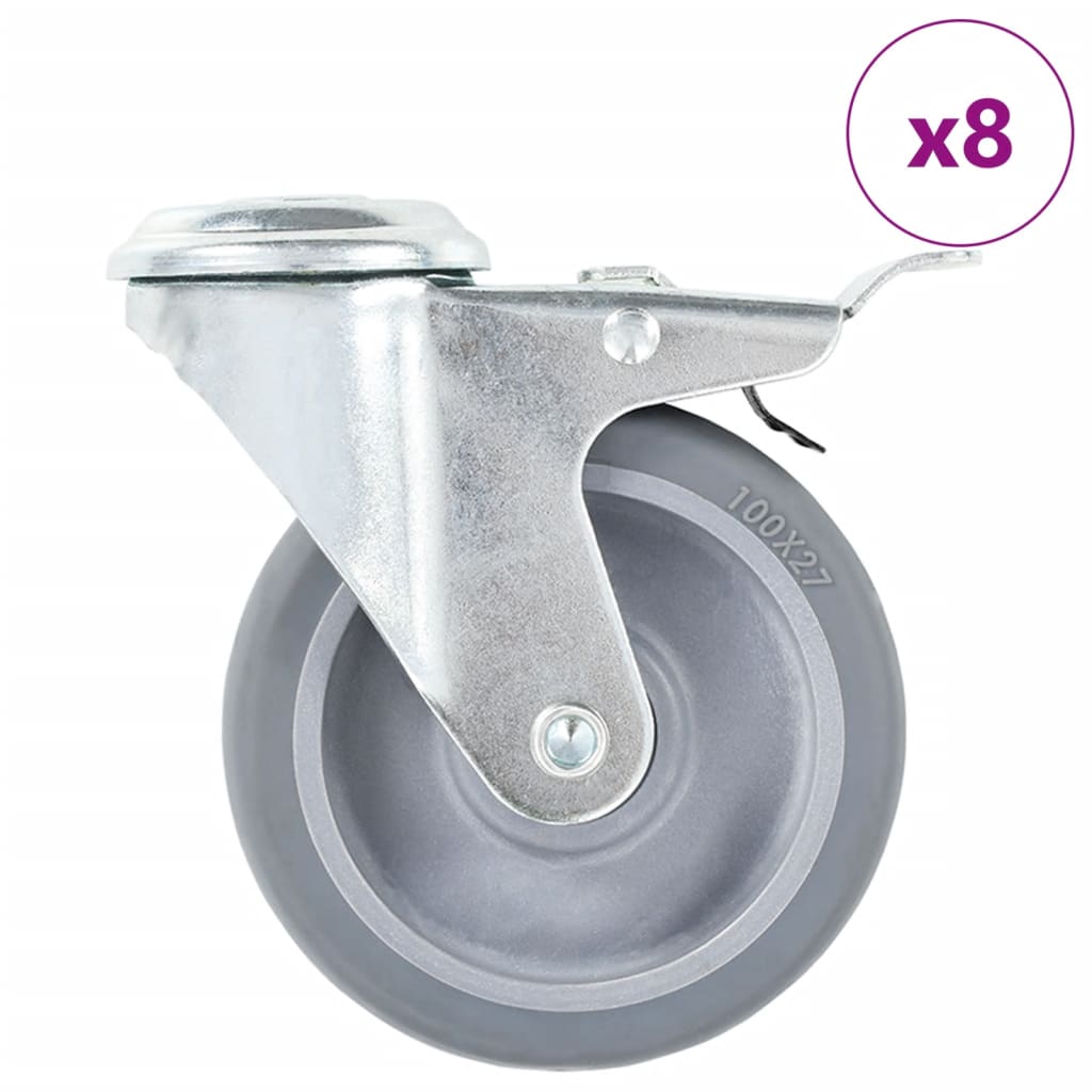 VidaXL 8 Stück Lenkrollen mit Bolzenlöchern 100 mm