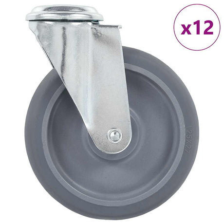 Vidaxl 12 st zwenkwielen met boutgaten 125 mm