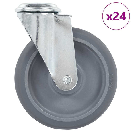 Vidaxl 24 st zwenkwielen met boutgaten 125 mm