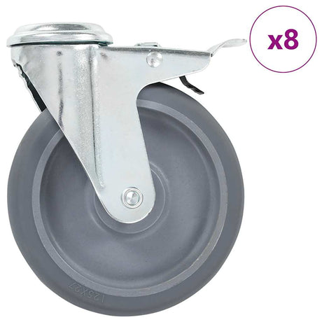 Vidaxl 8 st zwenkwielen met boutgaten 125 mm