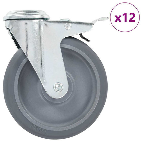 Vidaxl 12 st zwenkwielen met boutgaten 125 mm