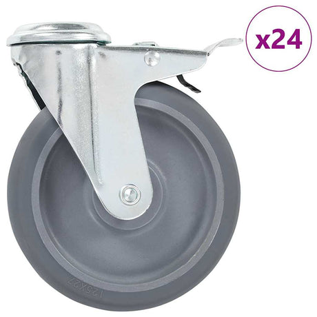 Vidaxl 24 st zwenkwielen met boutgaten 125 mm