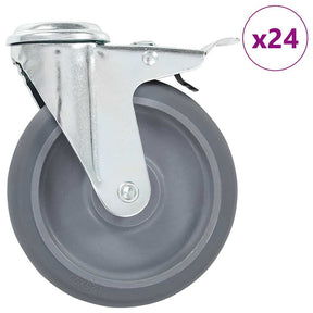 Vidaxl 24 st zwenkwielen met boutgaten 125 mm