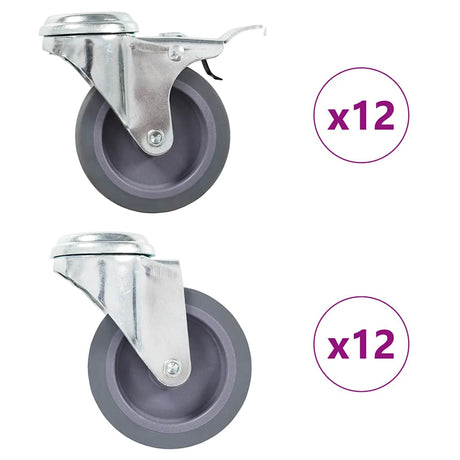 Vidaxl 24 st zwenkwielen met boutgaten 75 mm