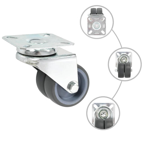 Vidaxl 12 st zwenkwielen dubbel 50 mm