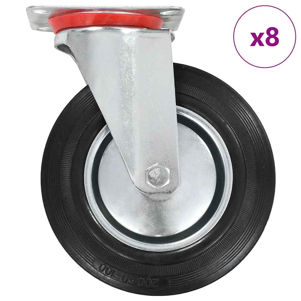 Vidaxl 8 st zwenkwielen 200 mm