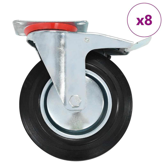 Vidaxl 8 st zwenkwielen 200 mm