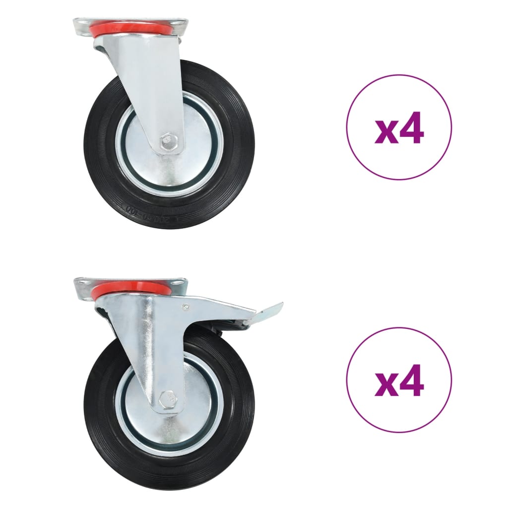 Vidaxl 8 st zwenkwielen 200 mm