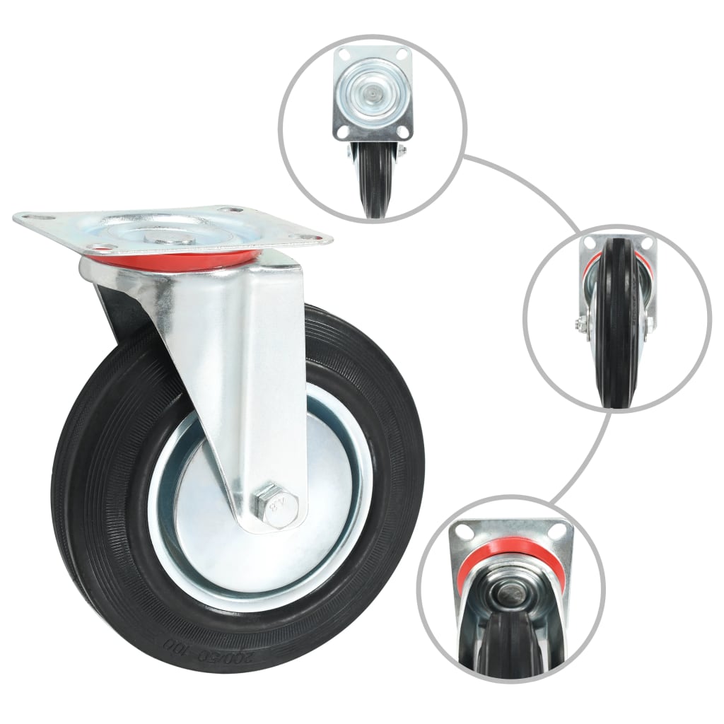 Vidaxl 8 st zwenkwielen 200 mm