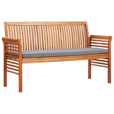 Vidaxl tuinbank 3-zits met kussen 150 cm massief acaciahout