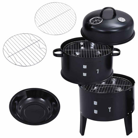 Vidaxl Charcoal Raucher Grillgrill 3-in-1 40x80 cm