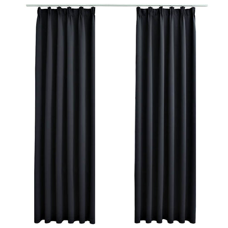 Vidaxl Vorhänge Blackout mit Haken 2 PCs 140x245 cm Schwarz