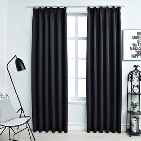 Vidaxl Vorhänge Blackout mit Haken 2 PCs 140x245 cm Schwarz