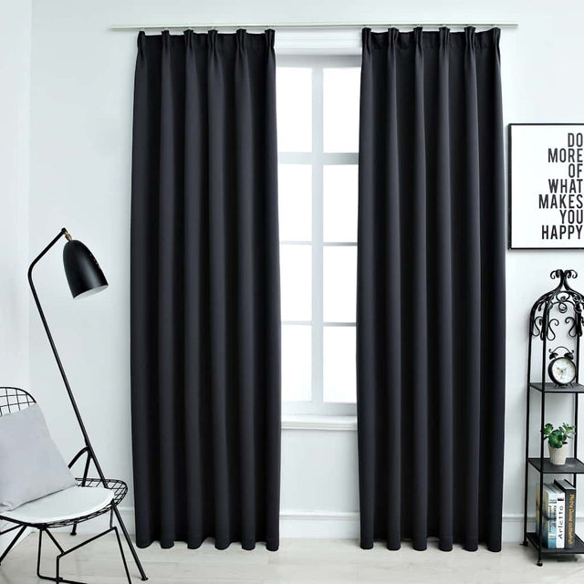 Vidaxl Vorhänge Blackout mit Haken 2 PCs 140x245 cm Schwarz