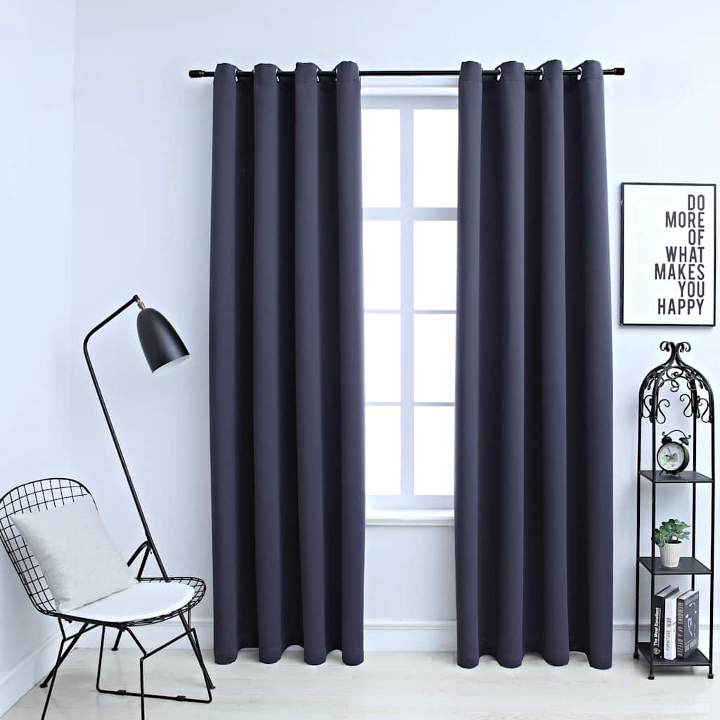 VIDAXL -Vorhänge Blackout mit Ringen 2 ST 140x225 cm Anthrazit