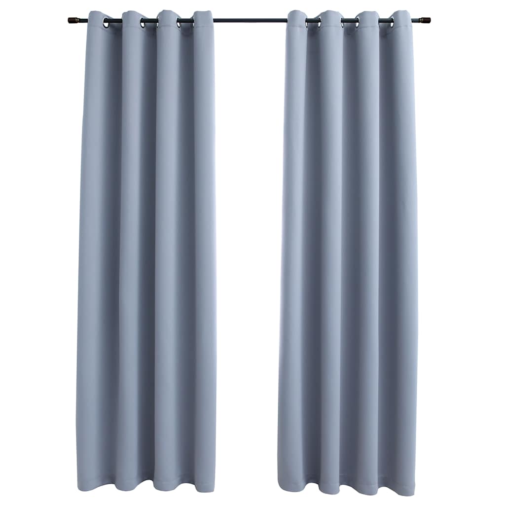 Vidaxl Vorhang Blackout mit Metallringen 2 ST 140x175 cm Grau