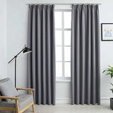 VIDAXL -Vorhänge Blackout mit Haken 2 ST 140x175 cm Grau