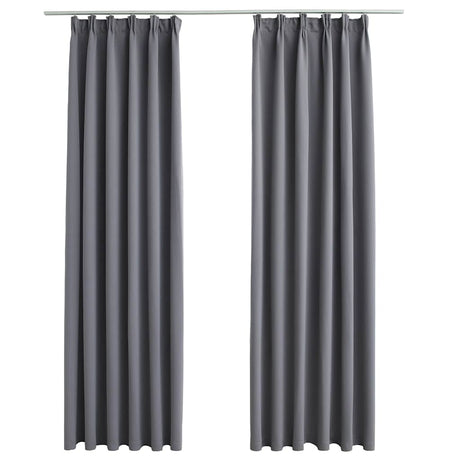 VIDAXL -Vorhänge Blackout mit Haken 2 PCs 140x245 cm grau