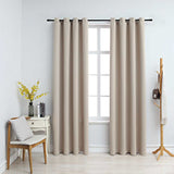 Vidaxl -Vorhang verdammt mit Metallringen 2 ST 140x225 cm Beige