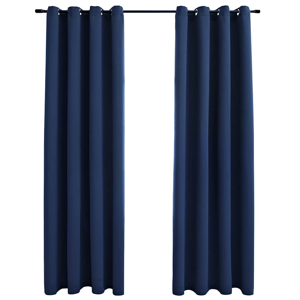 Vidaxl -Vorhang verdammt mit Metallringen 2 ST 140x225 cm Blau