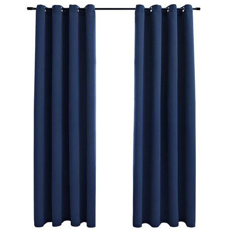 Vidaxl -Vorhang verdammt mit Metallringen 2 ST 140x225 cm Blau