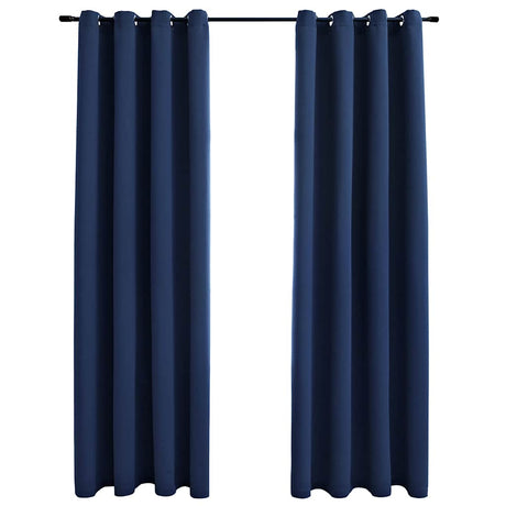 Vidaxl -Vorhang verdammt mit Metallringen 2 ST 140x245 cm Blau