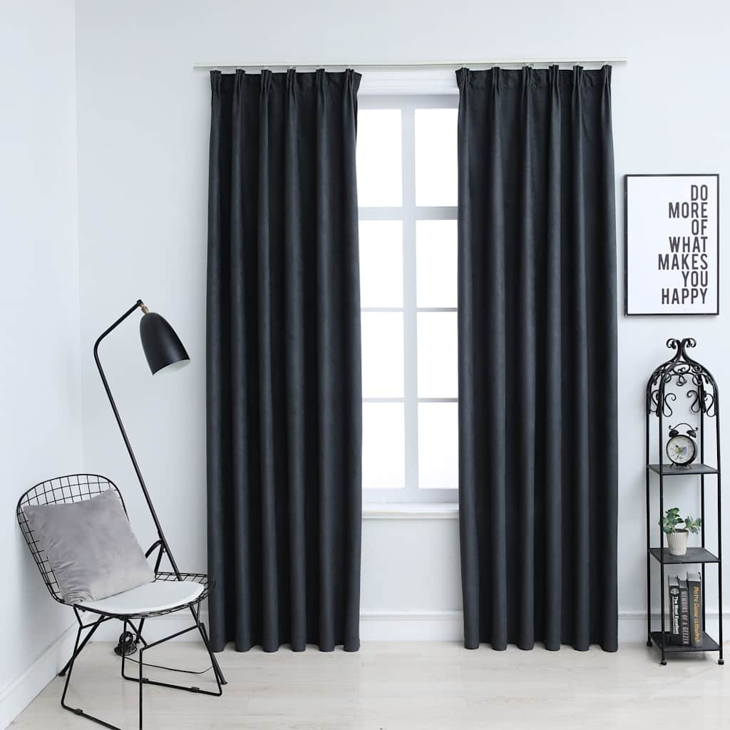 VIDAXL -Vorhänge Blackout mit Haken 2 PCs 140x175 cm Anthrazit