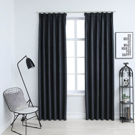 VIDAXL -Vorhänge Blackout mit Haken 2 PCs 140x175 cm Anthrazit