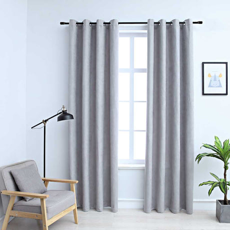 VIDAXL -Vorhang mit Metallringen 2 ST 140x175 cm Grau
