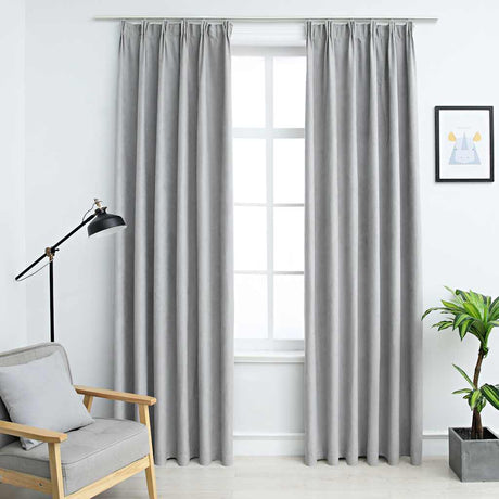 VIDAXL -Vorhänge Blackout mit Haken 2 ST 140x175 cm Grau