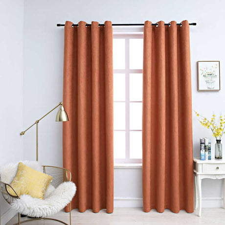VIDAXL -Vorhänge Blackout mit Ringen 2 ST 140x175 cm Rost -Colored