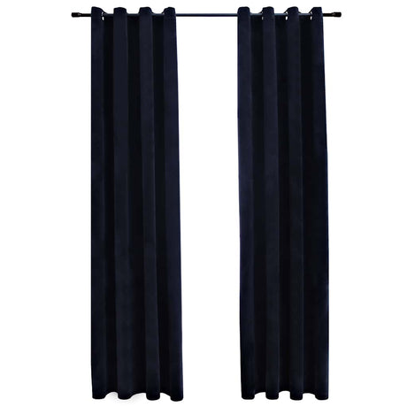 Vidaxl Vorhang Blackout mit Ringen 2 ST 140x225 cm Samt schwarz