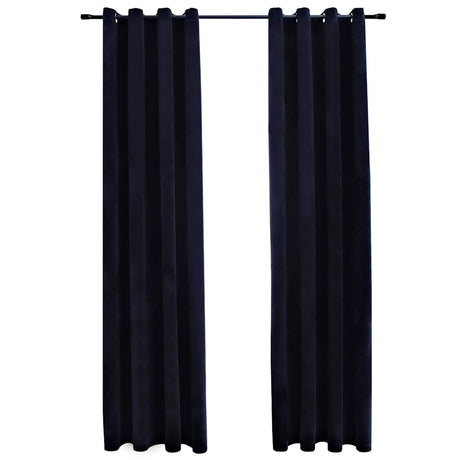 Vidaxl Vorhang Blackout mit Ringen 2 ST 140x245 cm Samt schwarz