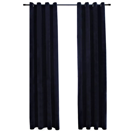 Vidaxl Vorhang Blackout mit Ringen 2 ST 140x245 cm Samt schwarz
