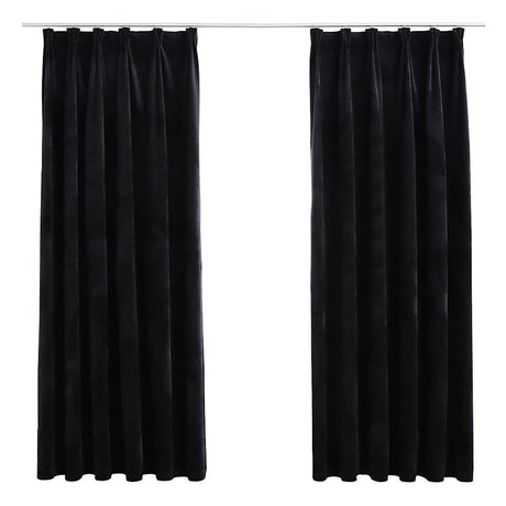 Vidaxl Vorhänge Blackout 2 STs mit Haken 140x175 cm Samt schwarz