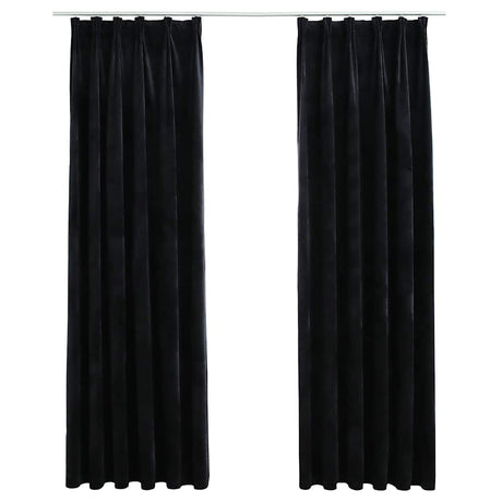 Vidaxl Vorhänge Blackout 2 STs mit Haken 140x225 cm Samt schwarz