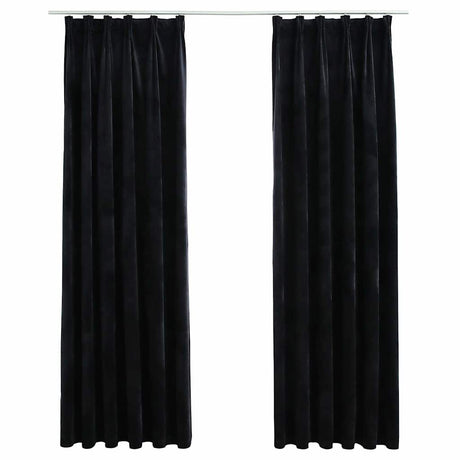 Vidaxl Vorhänge Blackout 2 STs mit Haken 140x225 cm Samt schwarz