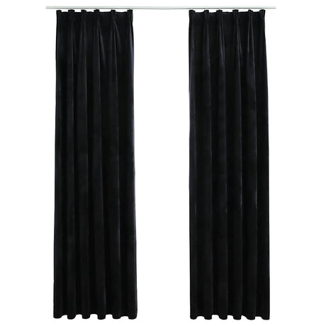 Vidaxl Vorhänge Blackout 2 STs mit Haken 140x245 cm Samt schwarz